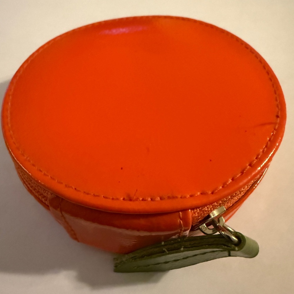 Retro Orange Round Coin Purse Zipper with Leaf Pull